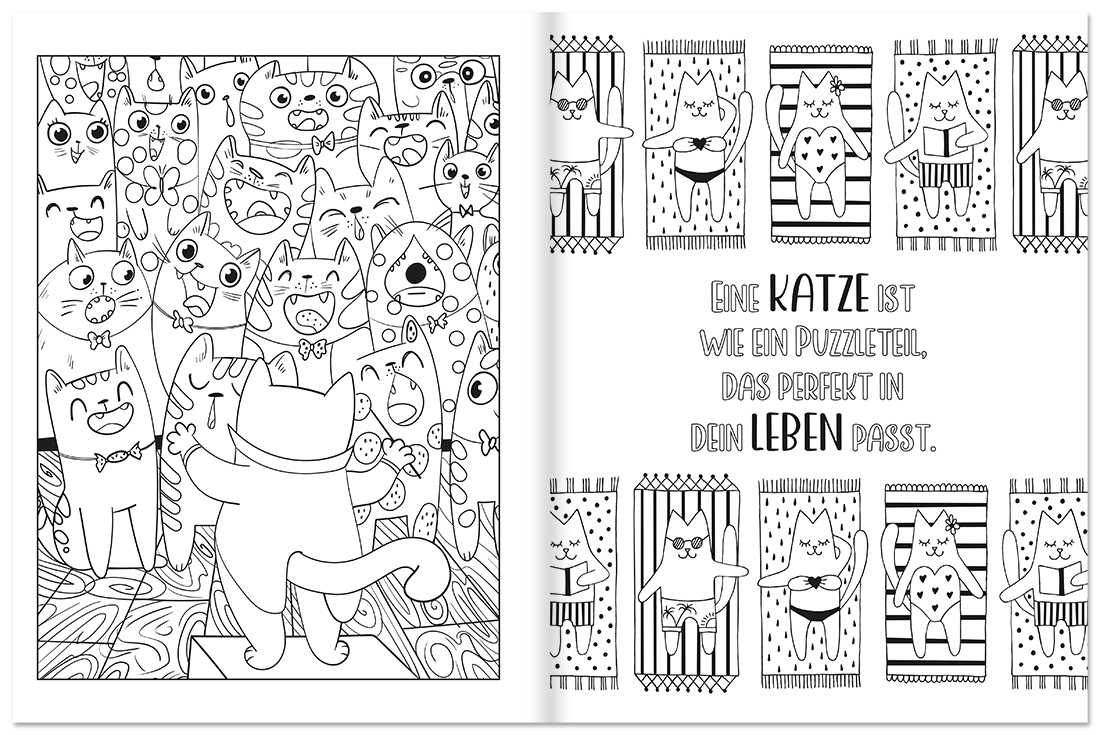Katzen – Wimmel-Malbuch für Kinder und Erwachsene Innenseite 1