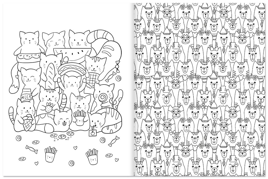 Katzen – Wimmel-Malbuch für Kinder und Erwachsene Innenseite 2