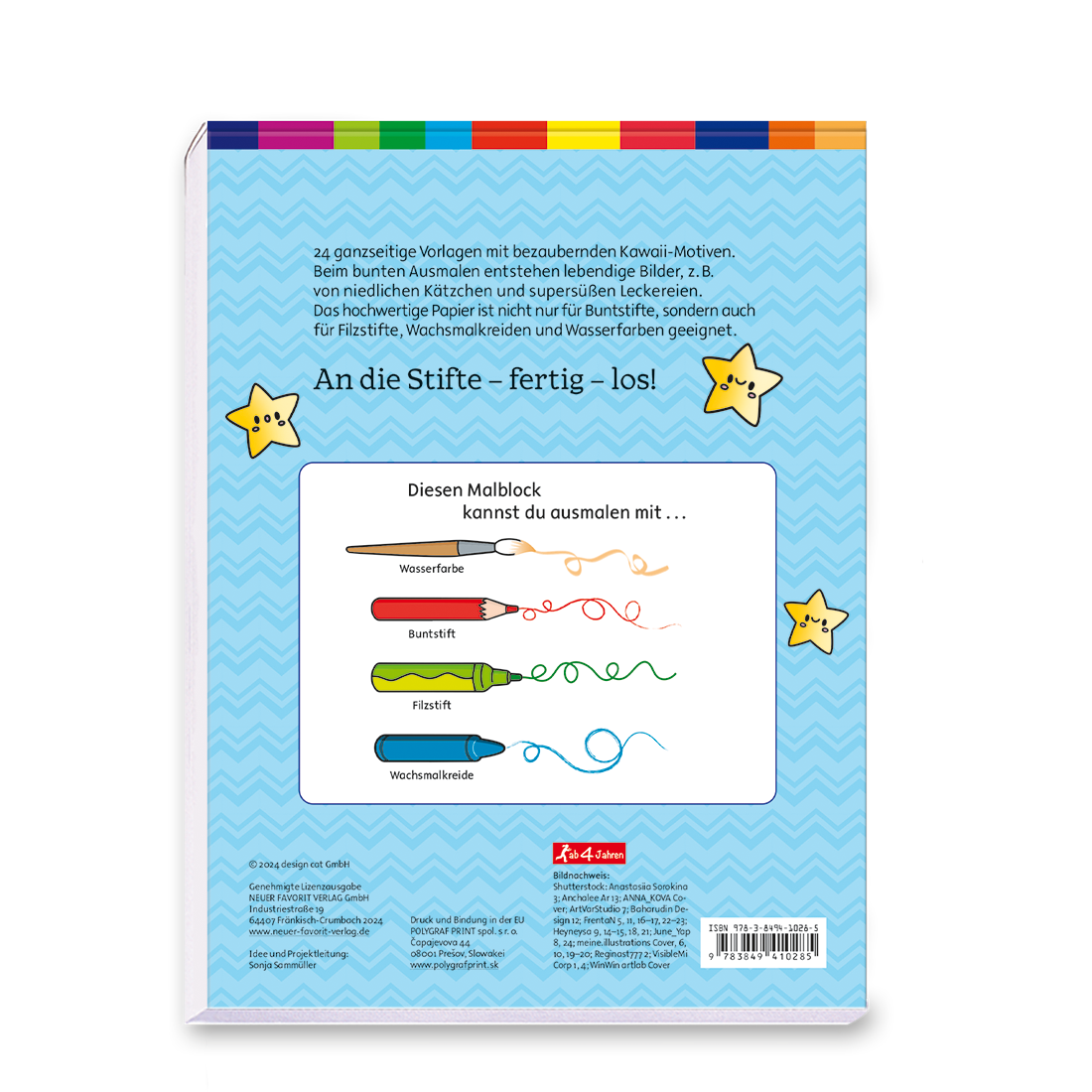Kawaii Malblock für Kinder Cover Rückseite