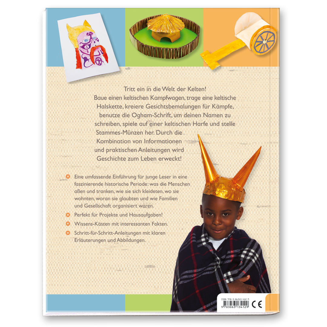 Kelten – Das Mitmachbuch Kinderbuch Geschichte und Kultur erleben Cover Buch Rückseite Tosa Onlineshop