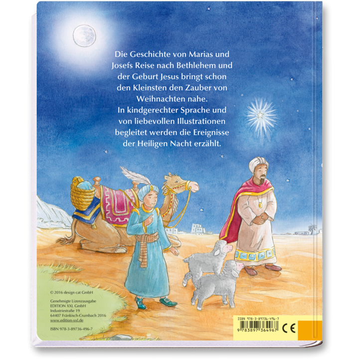 Kinderbuch die Weihnachtsgeschichte für Kinder zum Vorlesen Cover Rückseite Edition XXL Onlineshop