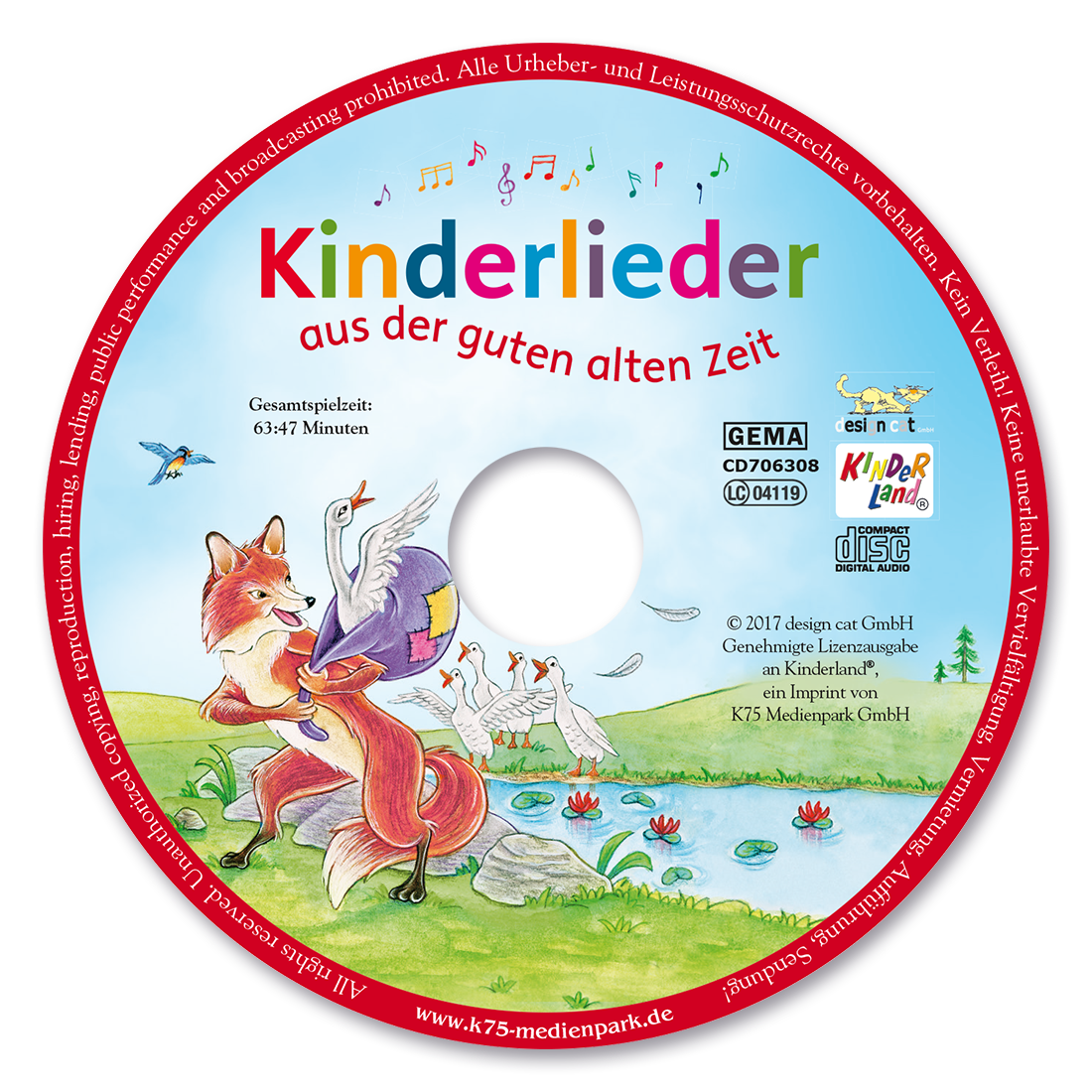 Kinderlieder aus der guten alten Zeit CD-Label für Kinder
