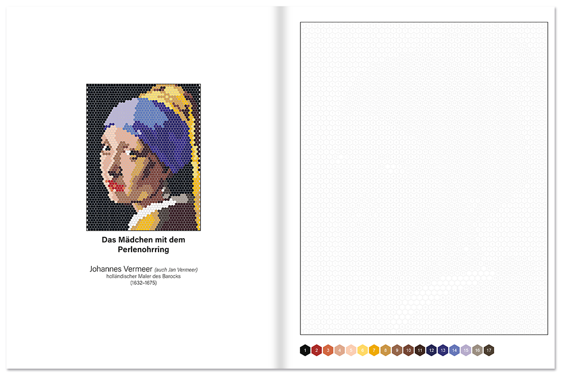 Kunstwerke – Malen nach Zahlen Malbuch Innenseite 1