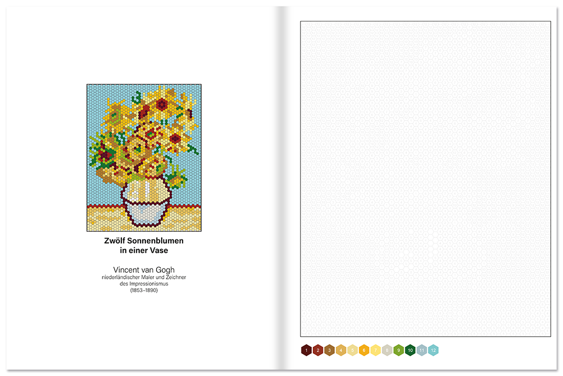 Kunstwerke – Malen nach Zahlen Malbuch Innenseite 2