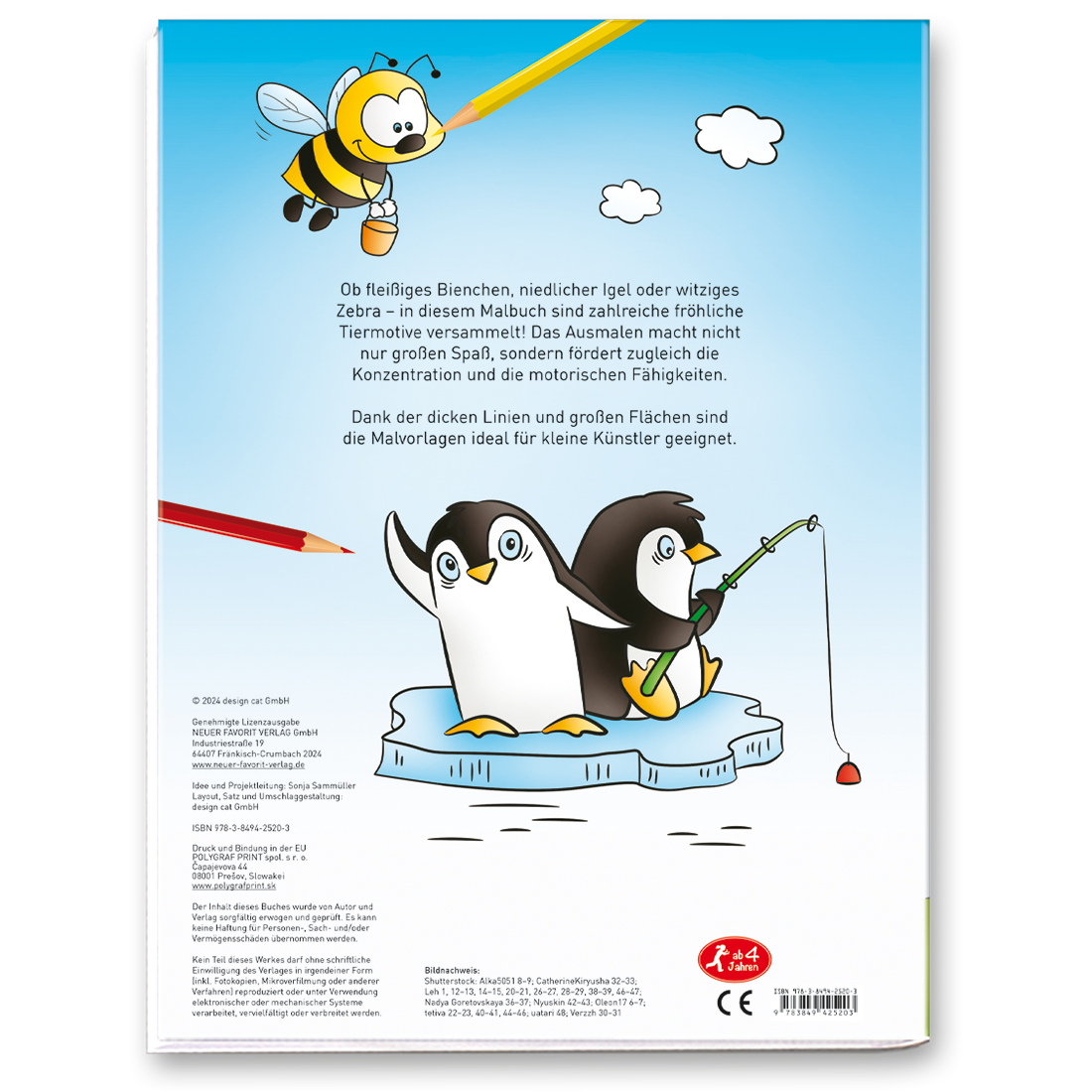 Lustige Tiere Malbuch für Kinder Cover Rückseite