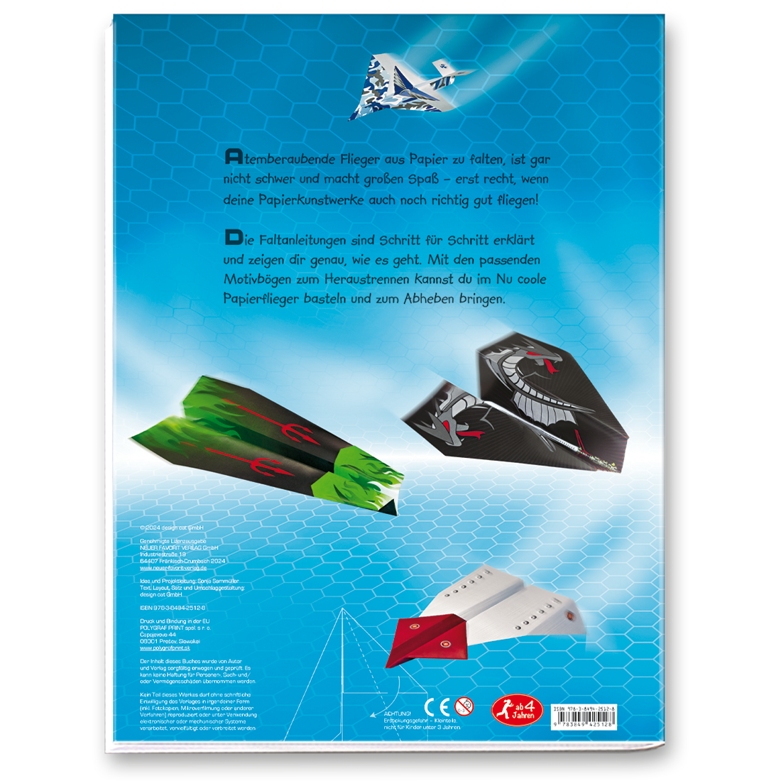 Papierflieger basteln für Kinder Cover Rückseite