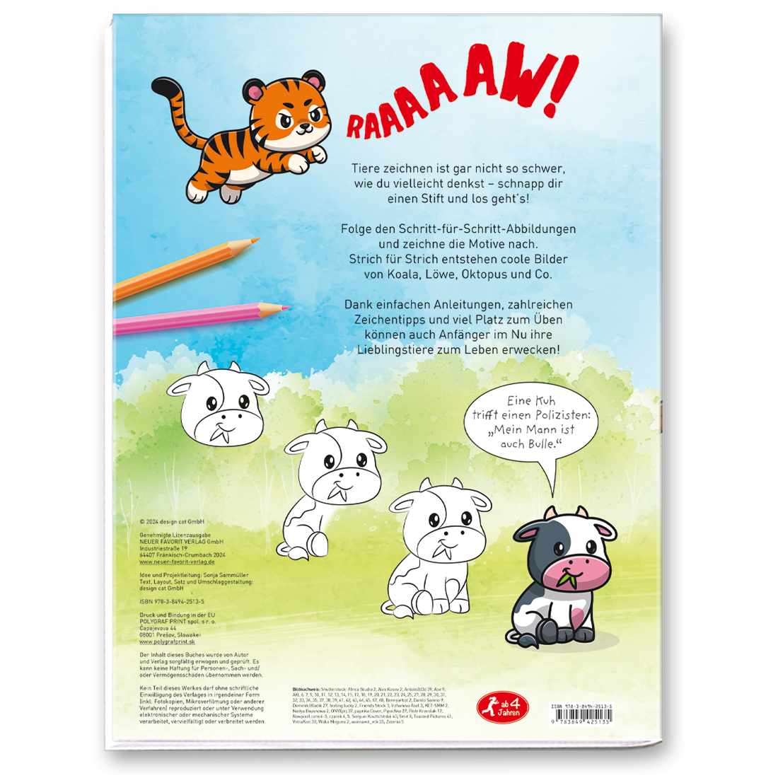 Tiere zeichnen lernen Malbuch für Kinder Cover Rückseite