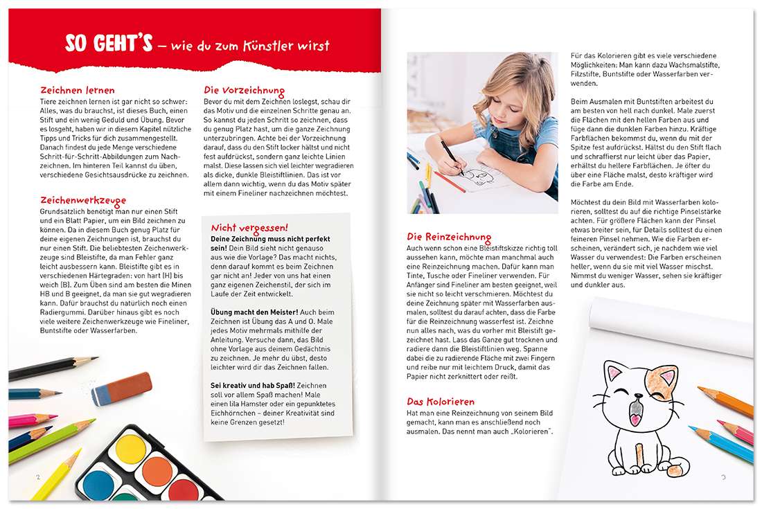 Tiere zeichnen lernen Malbuch für Kinder Innenseite 1